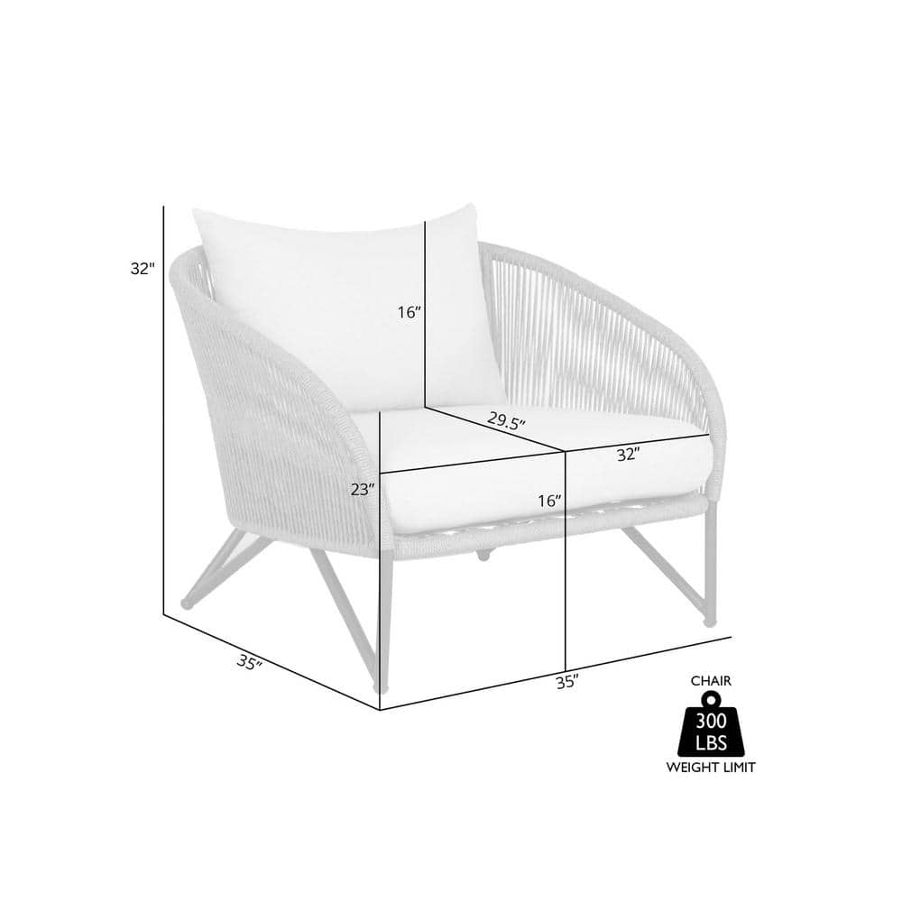 Benicia Gray Rope and Taupe Cushions Outdoor Accent Chair