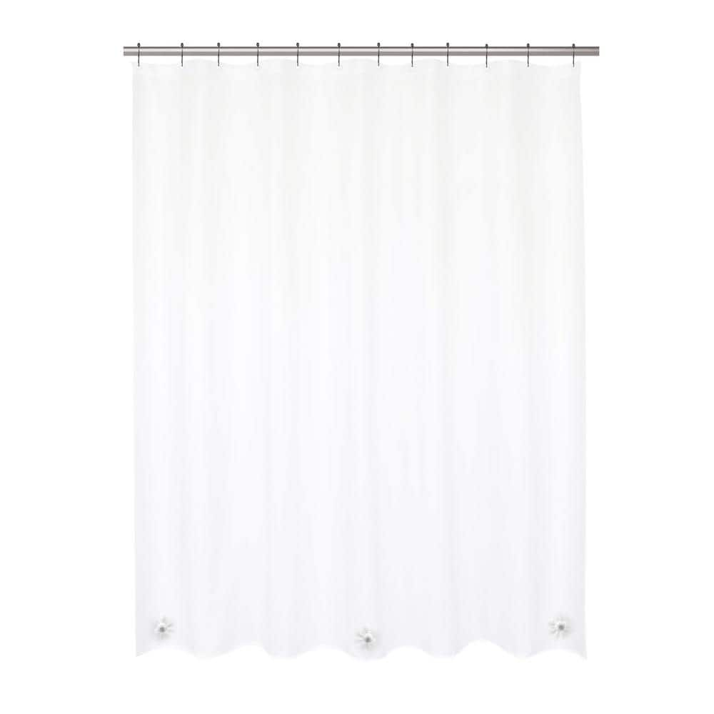 Kenney Medium Weight Peva Shower Curtain Liner with Pockets, White