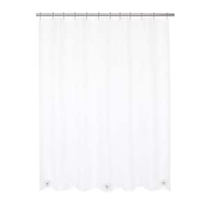70 in. W x 72 in. H Medium Weight PEVA Shower Curtain Liner and Beaded Roller Ring Set in Clear