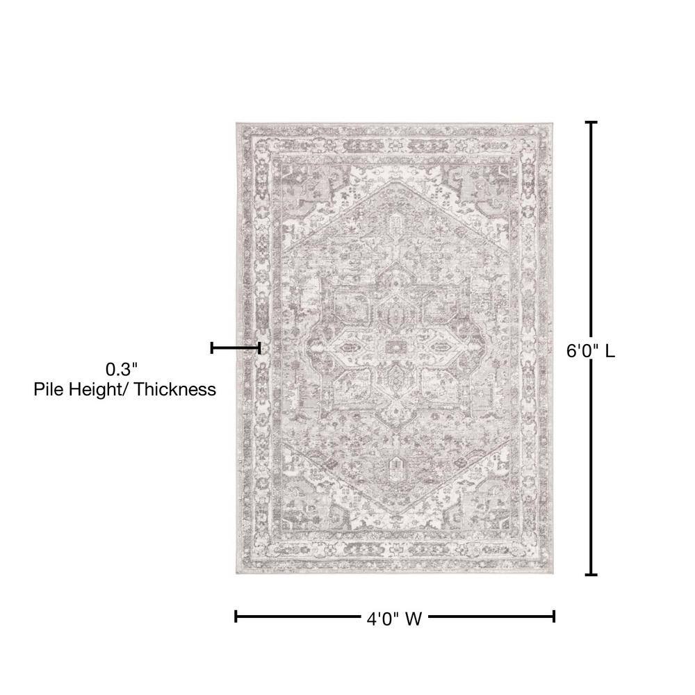 Brentwood Gray and Cream Synthetic 4' x 6' Area Rug