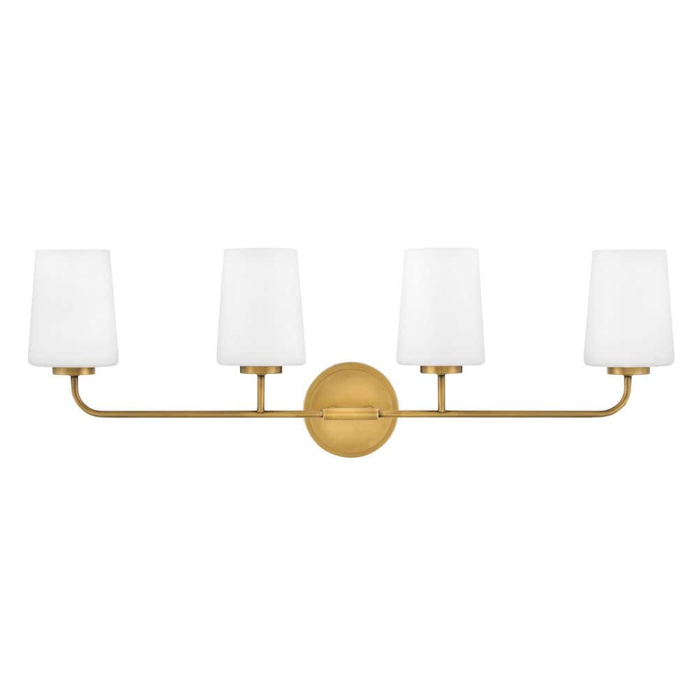 Heritage Brass 4-Light Vanity with Etched Opal Shades