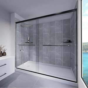 Platinum Grey-Rainier 60 in.L x 32 in.W x 83 in.H Base/Wall/Door Concealed Base Alcove Shower Stall/Kit Matte Black Left