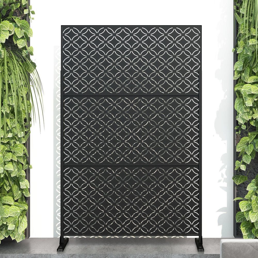 Set of 4 Outdoor Privacy Fence 47 in. L x 16 in. W x 72 in.  H Black Galvanized Steel Garden Privacy Screen price history on PriceWatchPro