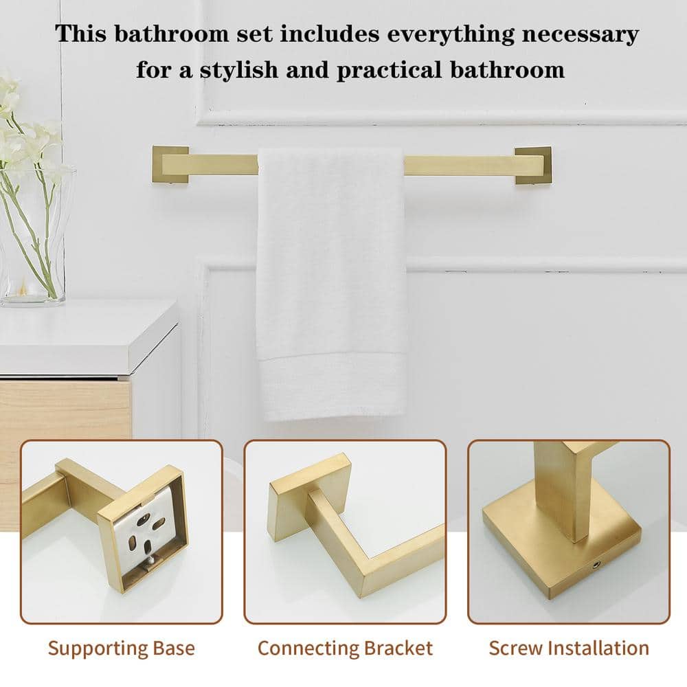 Brushed Gold 24-Inch Metal Bathroom Hardware Set
