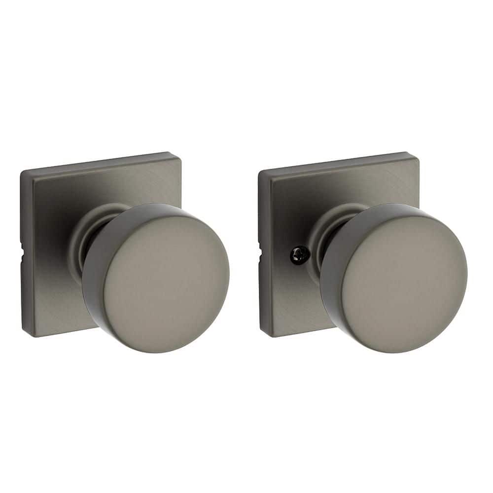 Kwikset Pismo Gunmetal Square Rose Hall/Closet Round Door Knob