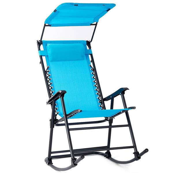 Zero Gravity Cool Mesh Rocker Chair Navy Ergonomic Portable Folding 