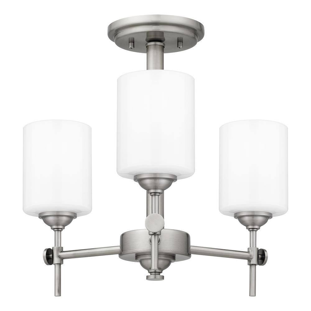 Aria Opal Glass & Polished Nickel 3-Light Semi-Flush Mount
