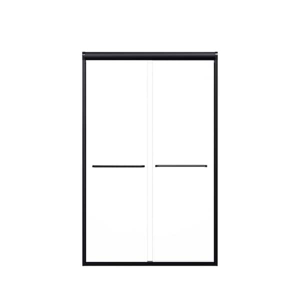 44-48 in. W x 72 in. H Semi-Frameless Double Sliding Shower Door, Bypass, 1/4 in. SGCC Glass, Matte Black