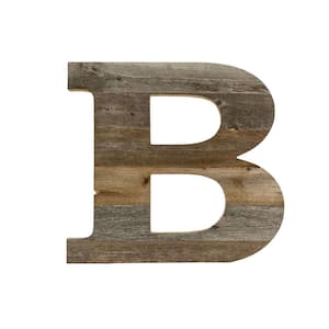 Rustic Large 16 in. Tall Natural Weathered Gray Monogram Wood Letter-B Decorative
