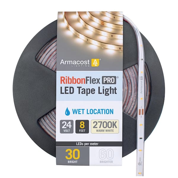 Armacost Lighting RibbonFlex Pro Warm White (2700K), 30 LEDs/M, 2.5M, 24-Volt Outdoor Tape Light