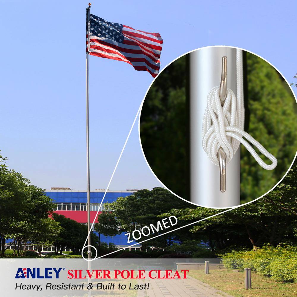 Silver Zinc Alloy Flagpole Cleat Hook Set with Screws