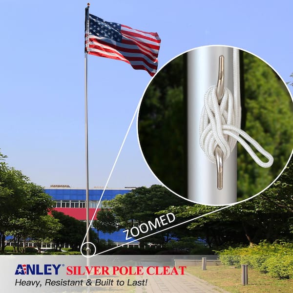 ANLEY 6 in. Silver FlagPole Cleat Hook Non-Rusting Rope Cleat