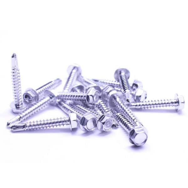 #10 x 1 in. Hex Head Stainless Steel Self Drilling Sheet Metal Screws Treated with NL-19 (100-Pack)