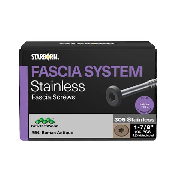 NewTechWood #9 x 1-7/8 in. Stainless Steel Star Drive Pan Head Composite Fascia Screw in Roman Antique (100-Pack)
