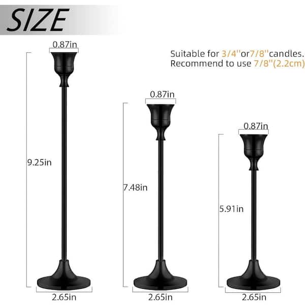 Black Taper Metal Candle Holder for Fireplace Party Dining Home 6