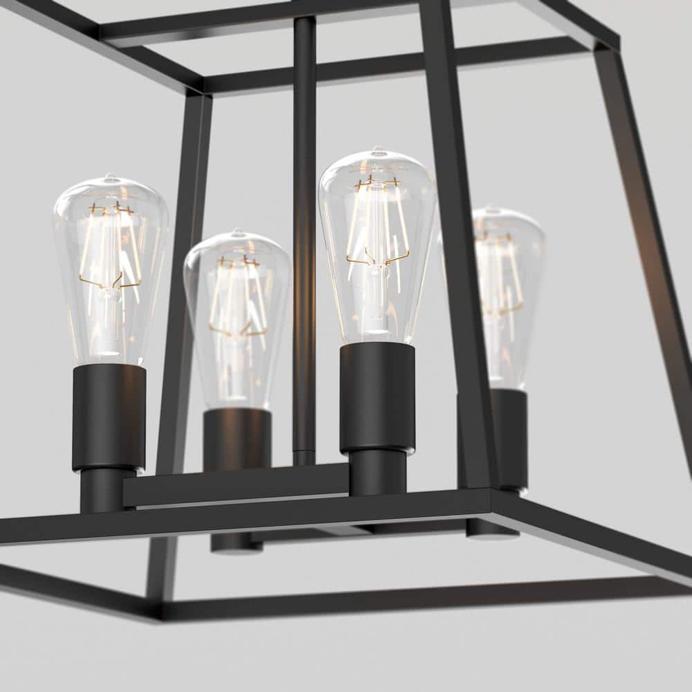Carter Black Steel Cage 4-Light Chandelier