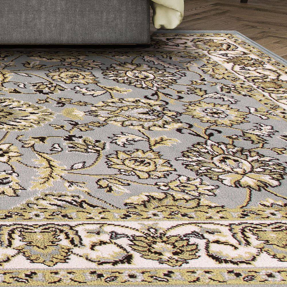 Elegant Lille Floral Scroll 4' x 6' Gray Synthetic Area Rug