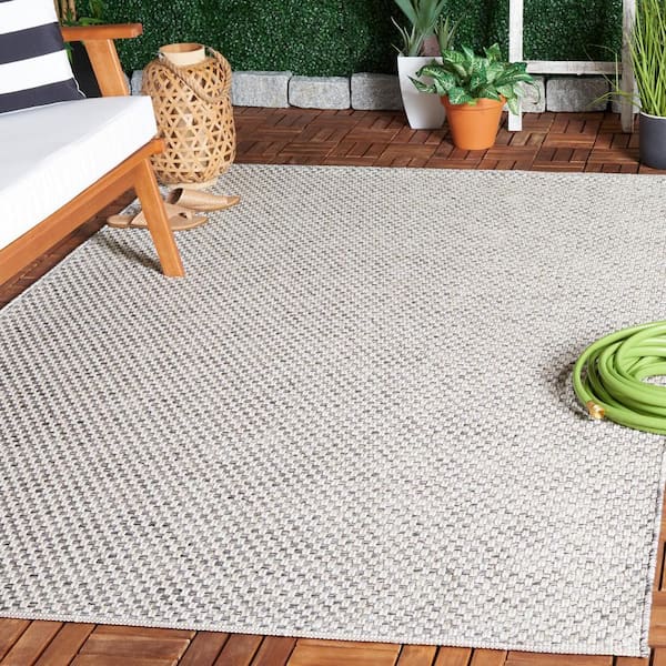 Sisal All-Weather Gray/Ivory 8 ft. x 10 ft. Solid Woven Indoor/Outdoor Area Rug