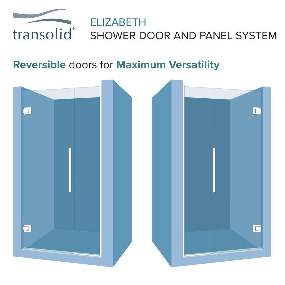 Elizabeth 54" x 76" Frameless Clear Glass Shower Door with Stainless Steel Finish