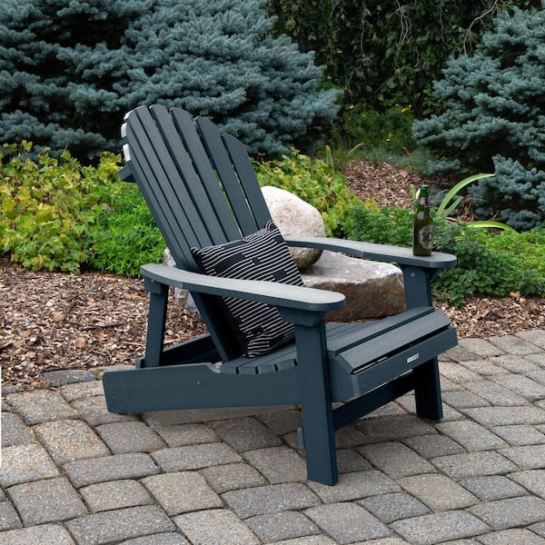 Highwood King Hamilton Federal Blue Folding and Reclining Recycled Plastic Adirondack Chair