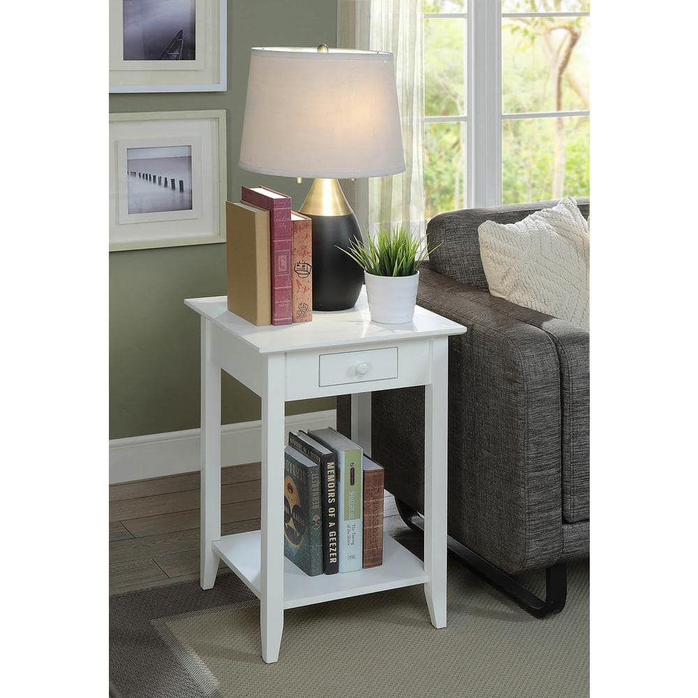 Convenience Concepts American Heritage White Drawer and Shelf End Table ...