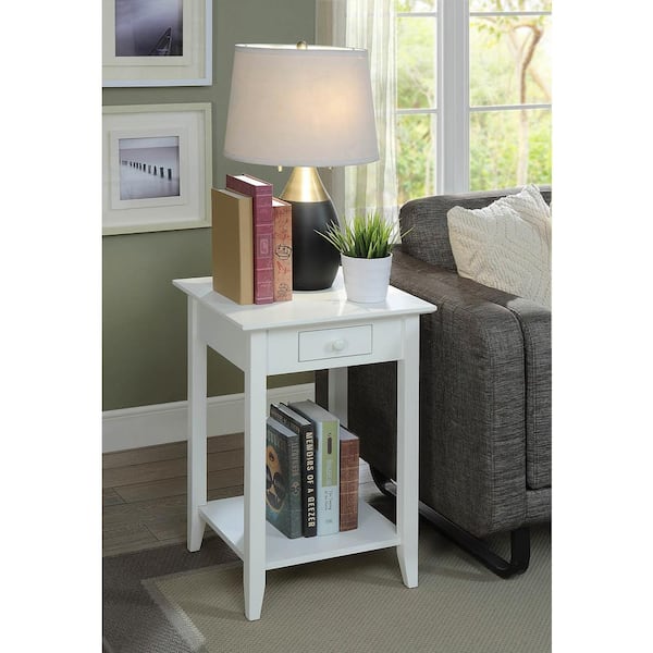 Convenience Concepts American Heritage White Drawer and Shelf End Table
