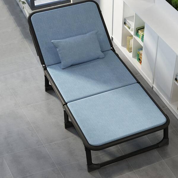 BOZTIY Portable Lounge Chair, Steel Frame 4-Fold Sleeping Cots for Camping  Pool Sunbathing Chairs, Light Gray Cushion K16SZC-N03@1 - The Home Depot