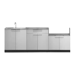 Stainless Steel 4-Piece 97 in. W x 36.5 in. H x 24 in. D Outdoor Kitchen Cabinet Set