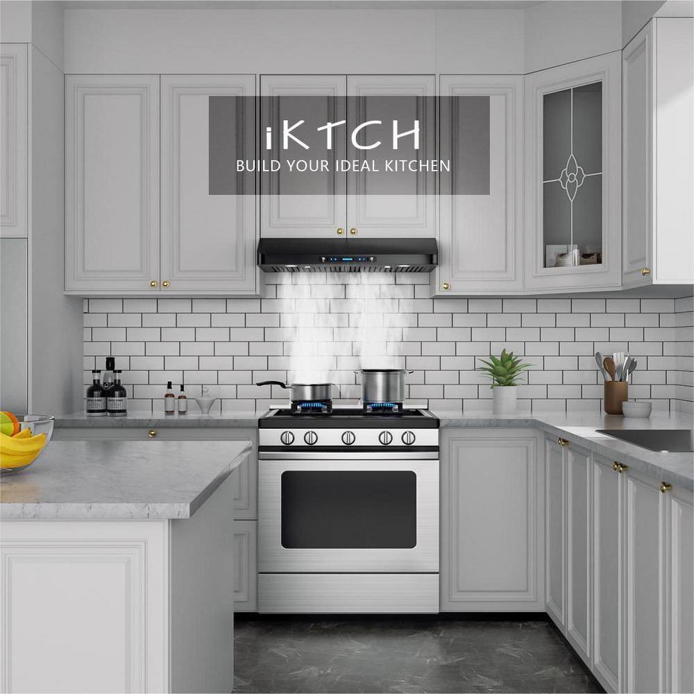 30" Black Stainless Steel Under Cabinet Range Hood with Gesture Control