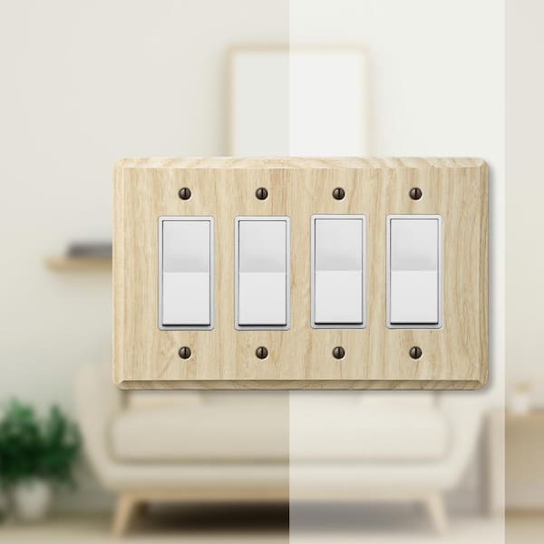Contemporary 4 Gang Rocker Wood Wall Plate - Unfinished Ash