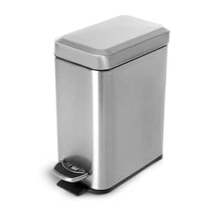 1.3 gal. Stainless Steel Small Step-On Trash Can with Soft Close Lid and Slim Shape