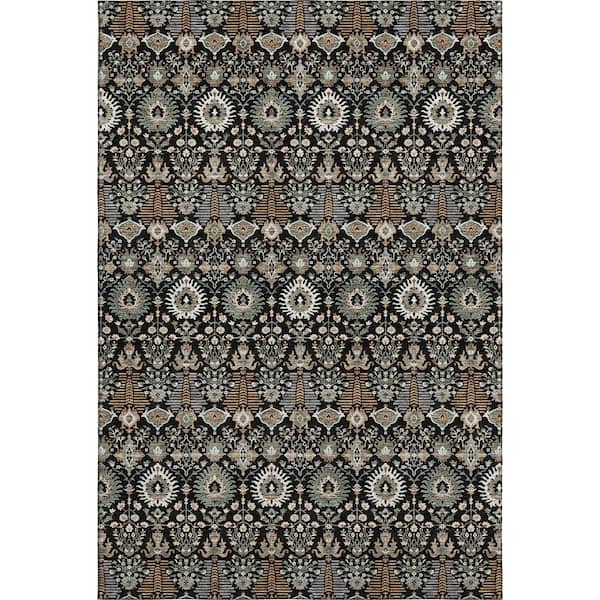 Mayfield Premium Machine Washable Abstract AMF2251 Black 9 ft. x 12 ft. Area Rug