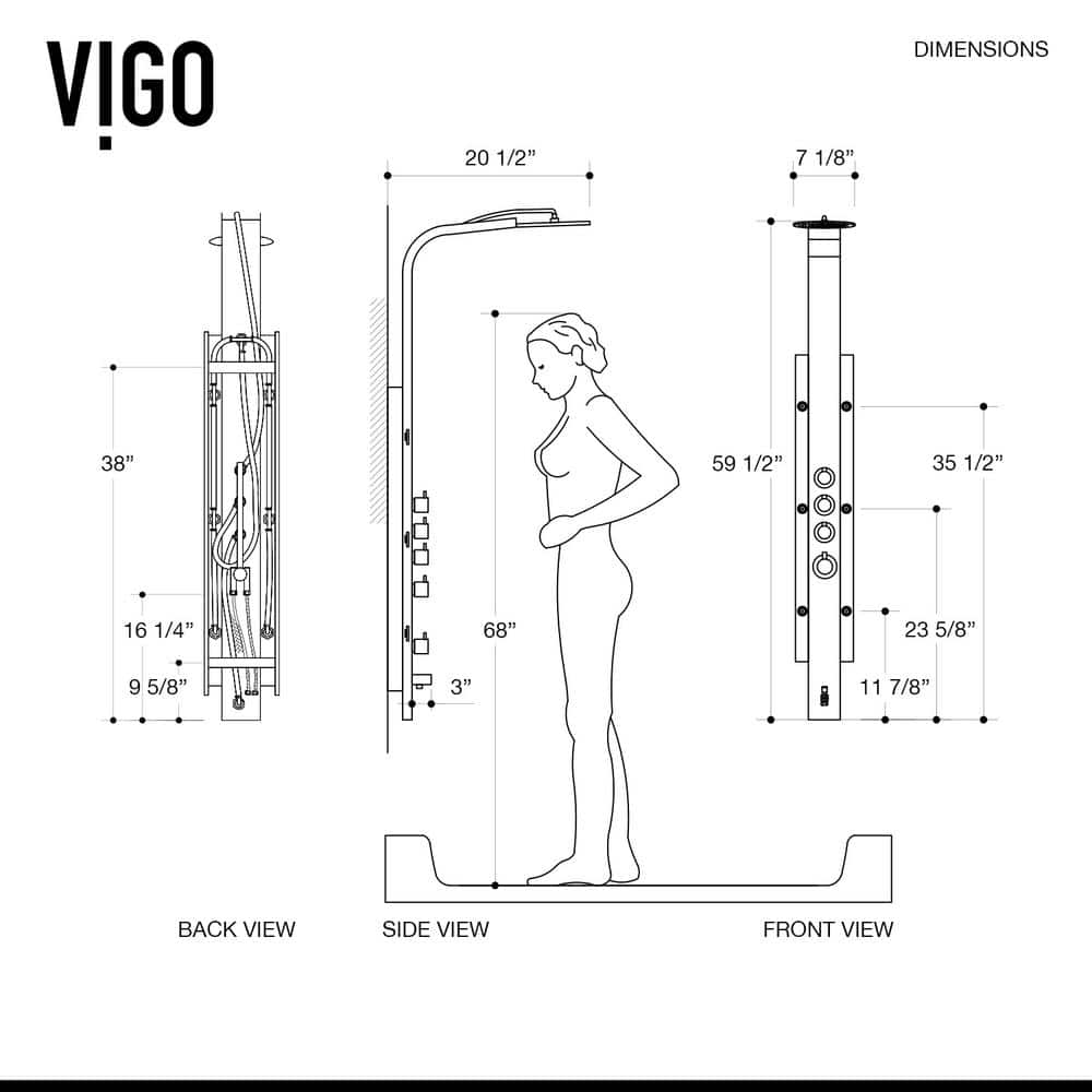 Mateo Stainless Steel 60" Shower Panel System with Hand Shower and Jets