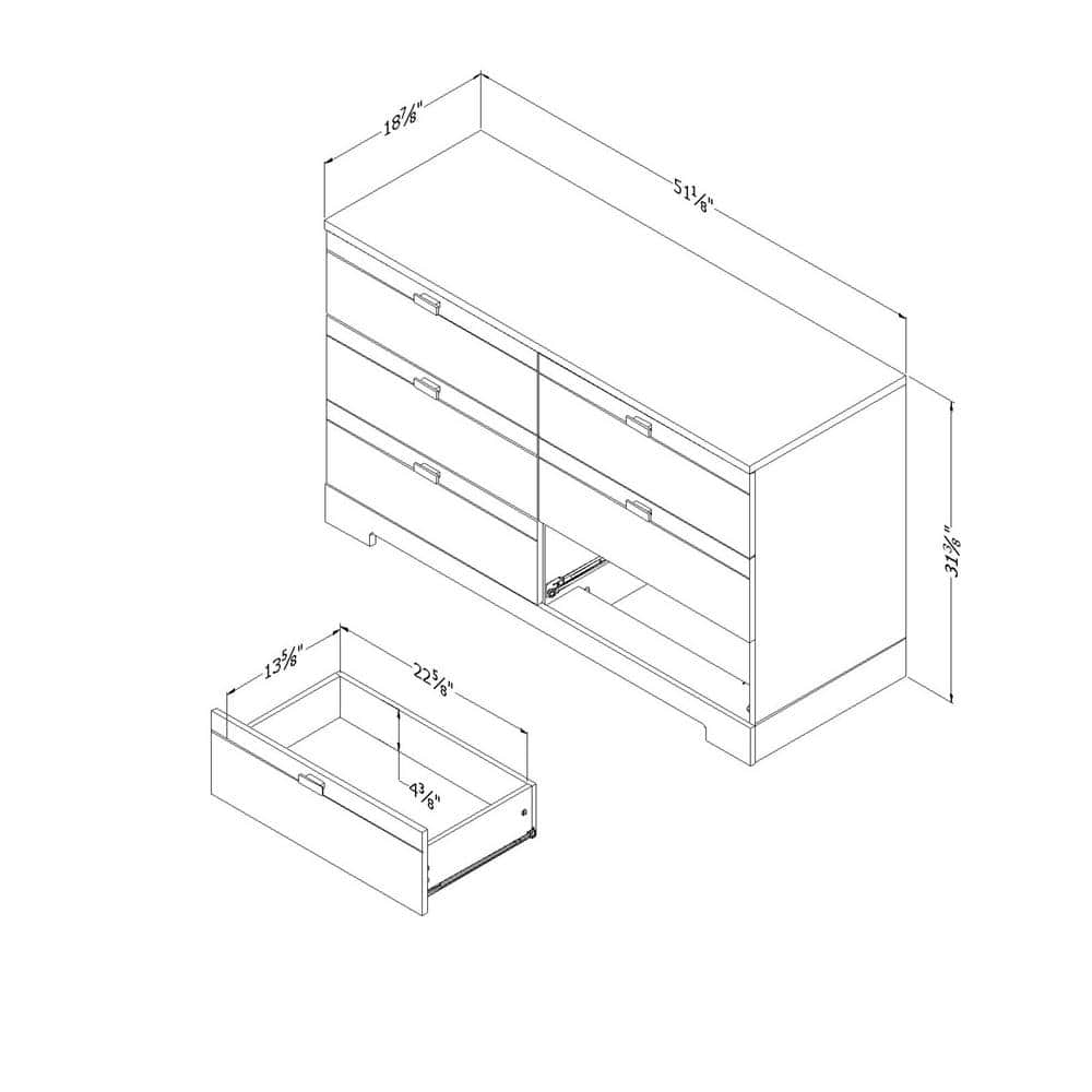 Pure White Nursery Double Dresser with Soft Close Deep Drawers