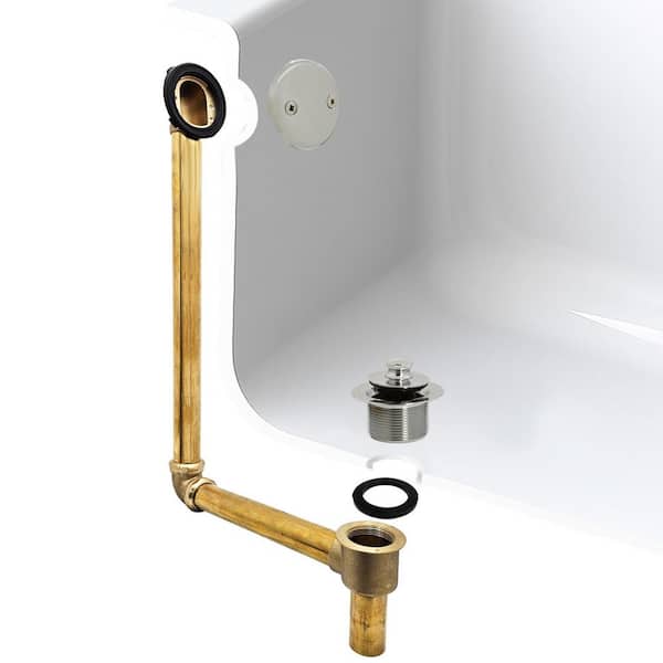 Direct Connect Overflow with Tip-Toe Trim and 2-Hole Overflow Cover, Polished Nickel