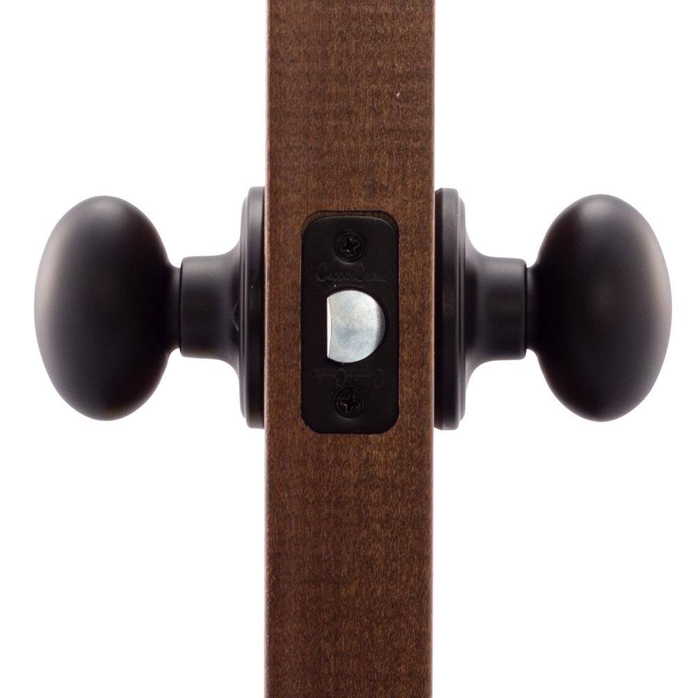 Black Brass Egg-Shaped Passage Door Knob for Hall/Closet