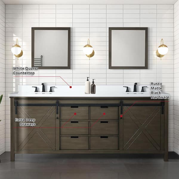 Lexora Marsyas 84-in Brown Bathroom Vanity Cabinet Lexora Marsyas 84-in Brown Bathroom Vanity Cabinet
