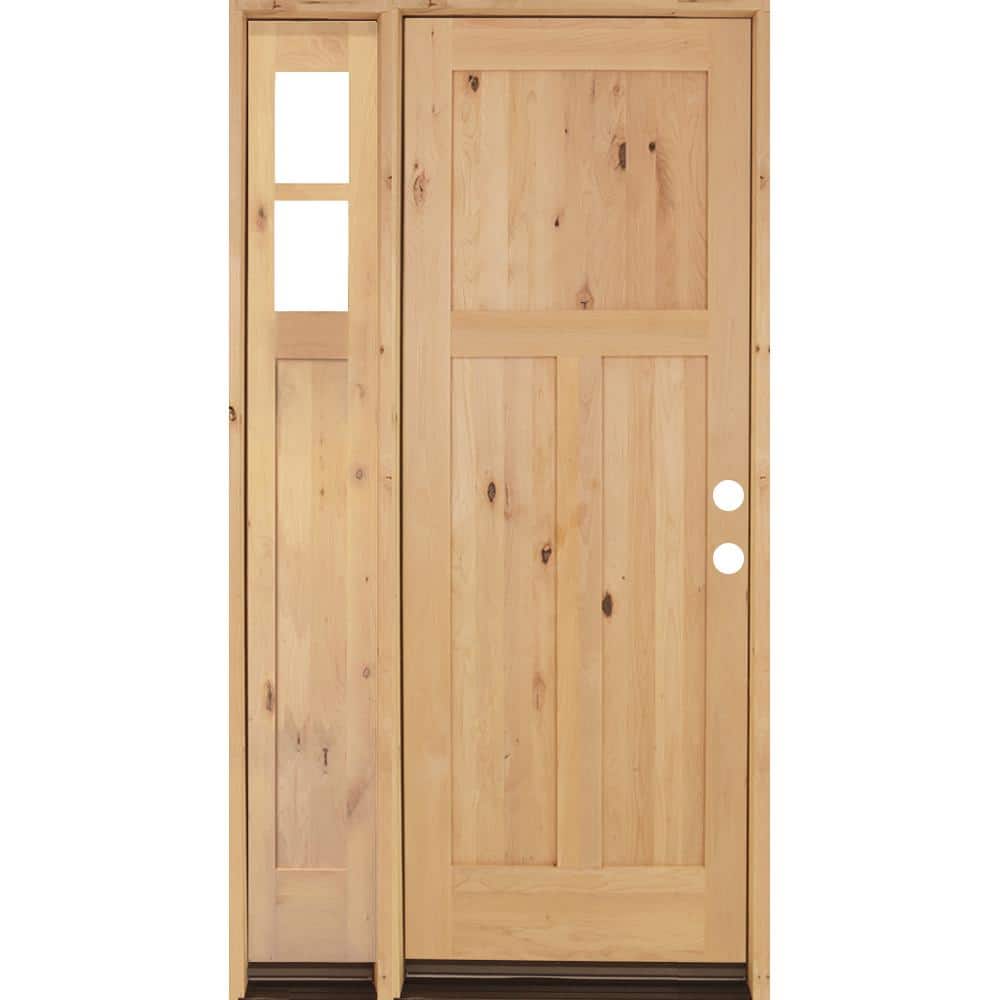 50 in. x 96 in. Knotty Alder 3 Panel Left-Hand/Inswing Clear Glass Clear Stain Wood Prehung Front Door w/Left Sidelite price history on PriceWatchPro