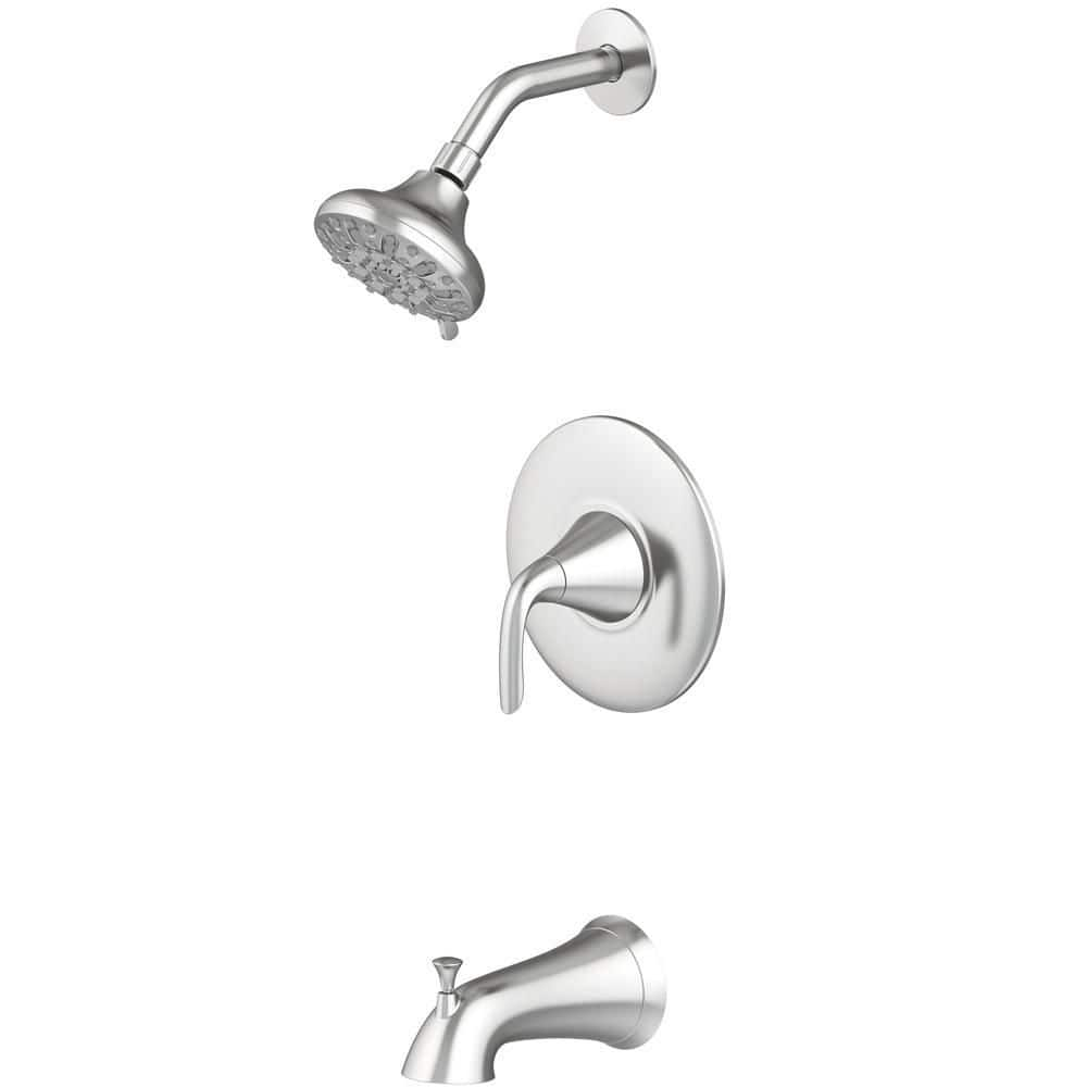 Glacier Bay Irena Single Handle 6 Spray Tub And Shower Faucet In Brushed Nickel Valve Included 1500