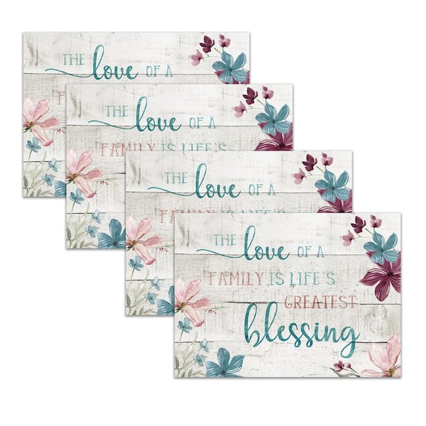 MHF Home Blue Floral 18 in. W x 13 in. L Polypropylene Placemat Set (4-Pack) MHF Home Blue Floral 18 in. W x 13 in. L Polypropylene Placemat Set (4-Pack)