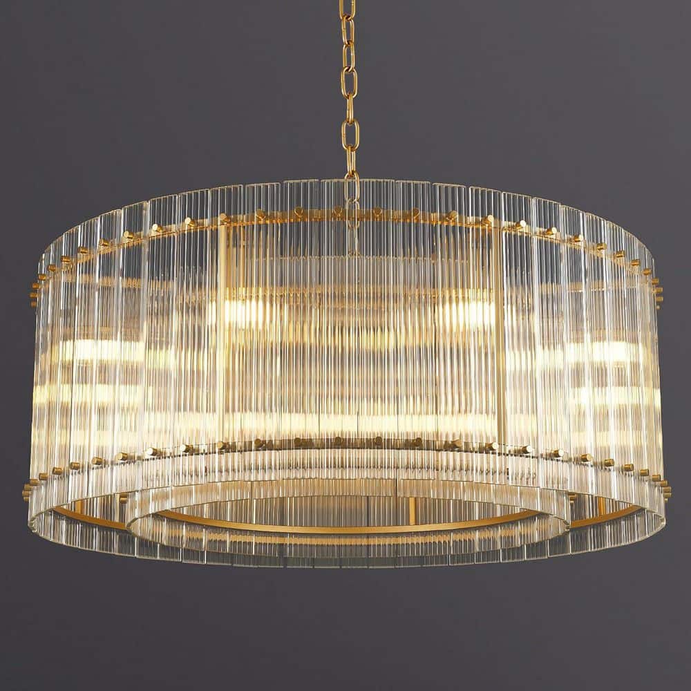 Modern 37 in. 2-Tier 8-Light Gold Water Ripple Crystal Glass Chandeliers price history on PriceWatchPro