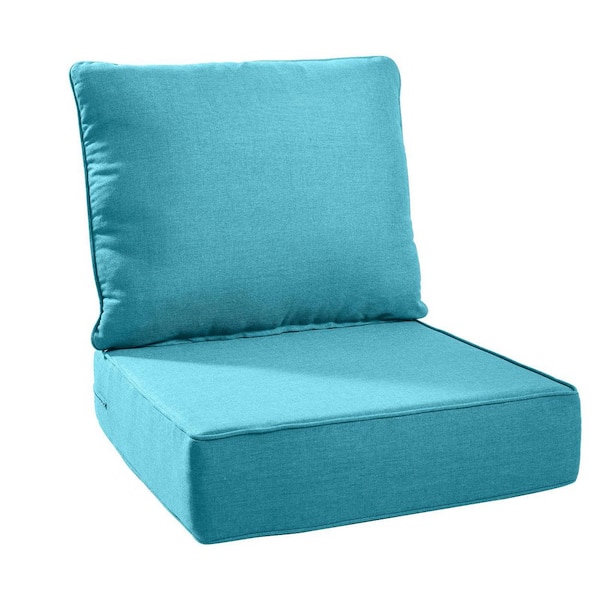 moosprr Modern 24 in. x 24 in. x 6 in. 2-Piece Deep Seating Outdoor Lounge Chair Thick Cushion Set in Light Blue (1-Set)