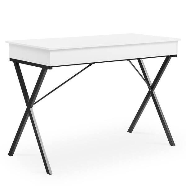 white desk with criss cross legs