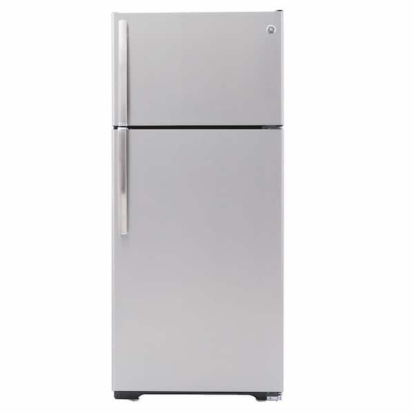GE 15.5 cu. ft. Top Freezer Refrigerator in Stainless Steel