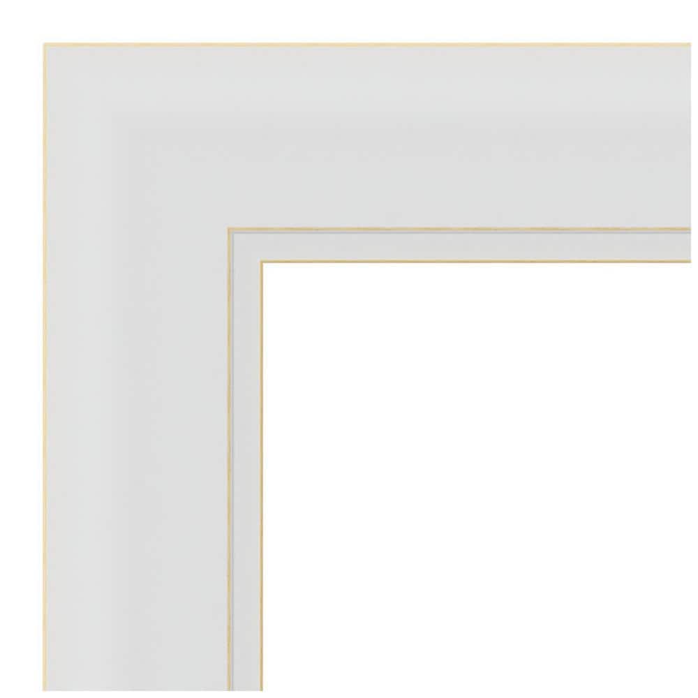 Elegant Soft White Full-Length Rectangular Wood Mirror with Silver Highlights