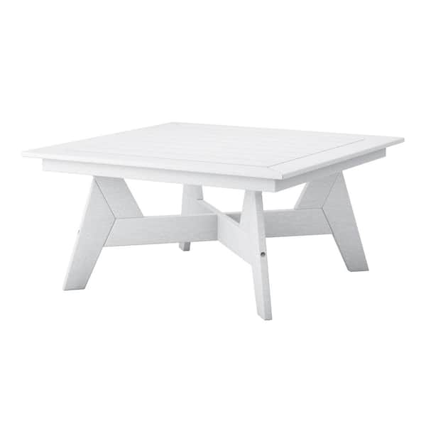 Birchwood Outdoor Patio 37 in. Square HDPE Conversation Coffee Table in White