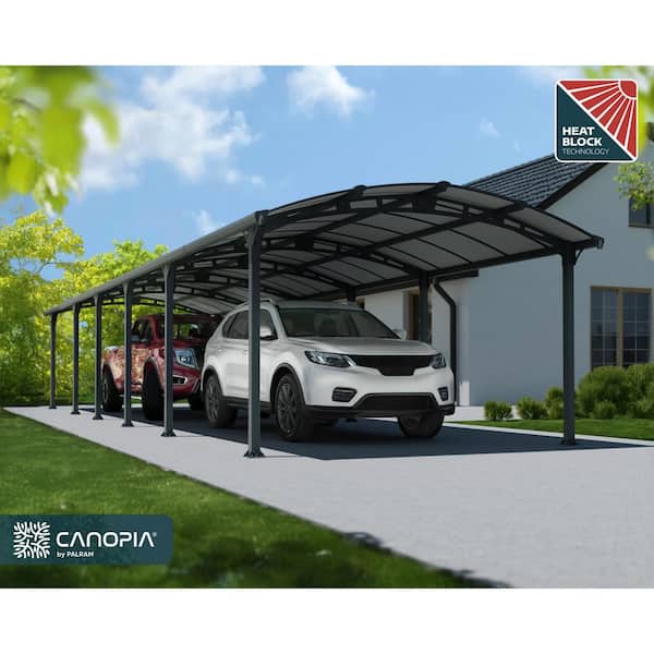 CANOPIA by PALRAM Arcadia 12 ft. x 42 ft. Gray/Gray Metal Carport