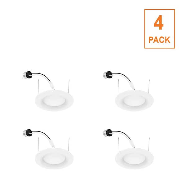 6 in. Integrated LED White Canless New Construction or Remodel Dimmable Recessed Light Trim Daylight, (4-Pack)