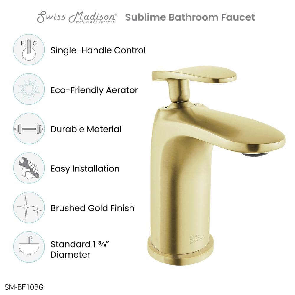 Sublime Brushed Gold Single-Handle Bathroom Faucet