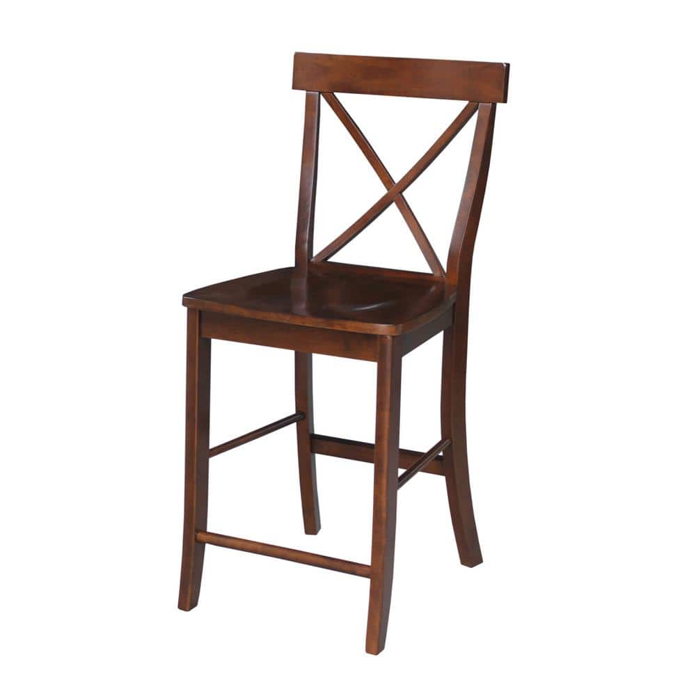 Espresso Parawood 24" Traditional X-Back Counter Stool